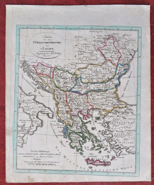 Ottoman Balkans Bosnia Serbia Albania Greece Wallachia 1818 Walch Map Ottoman Balkans Bosnia Serbia Albania Greece Wallachia 1818 Walch Map