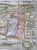 Languedoc Southern France w/ city views plan insets 1708 rare de la Feuille map