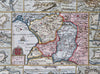 Languedoc Southern France w/ city views plan insets 1708 rare de la Feuille map