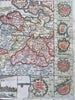 Flanders Ath Ypres Bruges 1708 decorative rare de la Feuille map w/ city plans