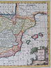 Spain & Portugal Madrid Lisbon Barcelona Pamplona 1770's Kitchin decorative map