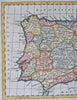 Spain & Portugal Madrid Lisbon Barcelona Pamplona 1770's Kitchin decorative map