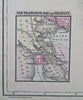 California with San Francisco city plan 1887 Bradley-Mitchell large map
