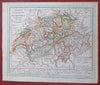 Republic of Switzerland Geneva Zurich Bern Swiss Alps 1818 Walch map