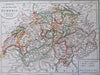 Republic of Switzerland Geneva Zurich Bern Swiss Alps 1818 Walch map