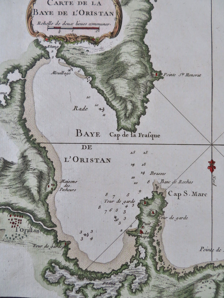Oristano Sardinia Italy Coastal Survey City Plan 1760 engraved nautical map