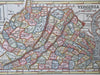 Antebellum Virginia 1853 uncommon detailed hand color state map