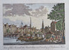 Amsterdam Netherlands Holland city views x2 c. 1770's engraved hand color print
