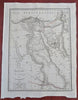 Egypt Nile River Cairo Thebes Red Sea Nubia 1810 Lapie engraved map