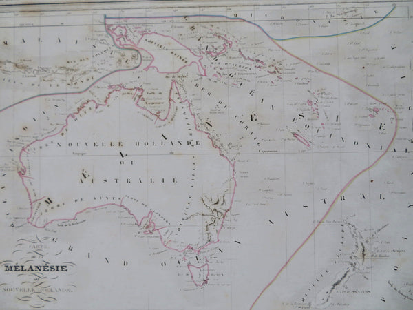 Australia New Zealand Papua New Guinea 1846 Thierry engraved map