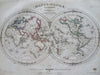 World Map Double Hemispheres decorative 1848 de Bocage & Smith map