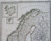 Sweden Denmark Norway Baltic Sea Iceland Finland 1810 Lapie hand color large map
