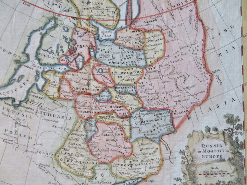 Russian Empire Muscovy Livonia Finland Ukraine Don Cossacks 1771 engraved map