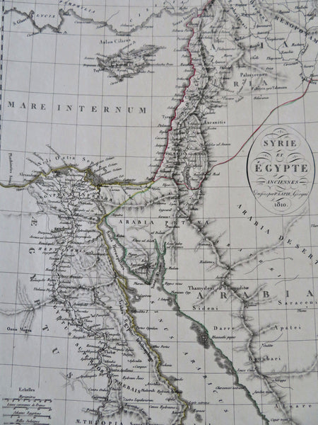 Ancient Egypt & Syria Red Sea Holy Land Palestine 1810 Lapie hand color map