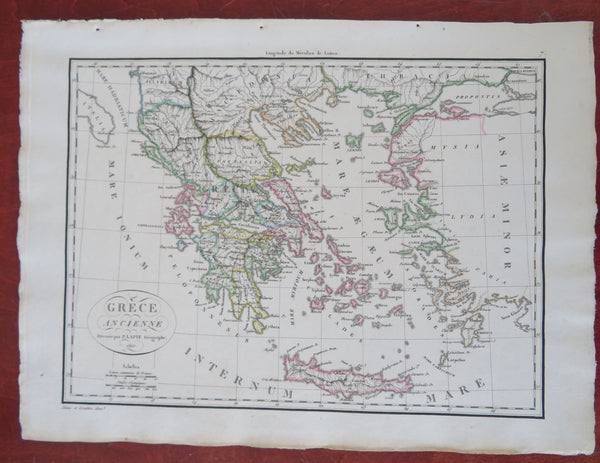 Ancient Greece Athens Sparta Corinth Argos 1810 Lapie historical map