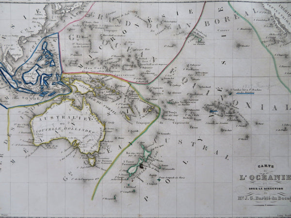 Oceania Australia Polynesia Hawaii New Zealand Indonesia 1852 du Bocage map