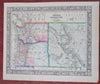Idaho Territory Pacific Northwest Unexplored Oregon Washington 1860 Mitchell map