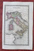 Italian States Italy 1830 charming hand color miniature Starling map