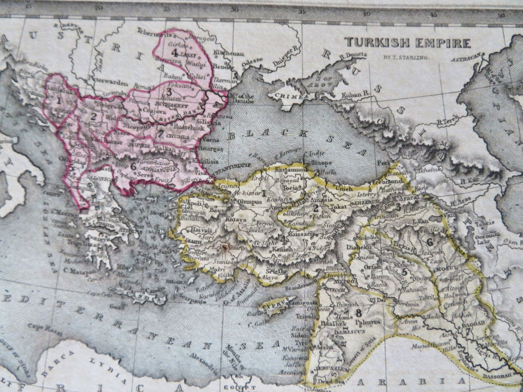 Ottoman Empire Balkans Anatolia Syria Holy Land Armenia 1830 charming mini map