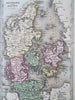 Denmark Schleswig Holstein Jylland Sjaelland Fyn Copenhagen 1831 miniature map