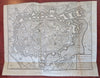 Mons Hainault Belgium City Plan Fortifications c. 1745 Basire large engraved map
