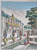 Amsterdam Holland Mayor's Mansion Garden c. 1760-80's vue d'optique hand color