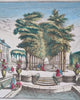 Amsterdam Holland Mayor's Mansion Garden c. 1760-80's vue d'optique hand color