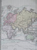 World Map Ocean Currents Icebergs 1875 Brue large hand colored scientific map