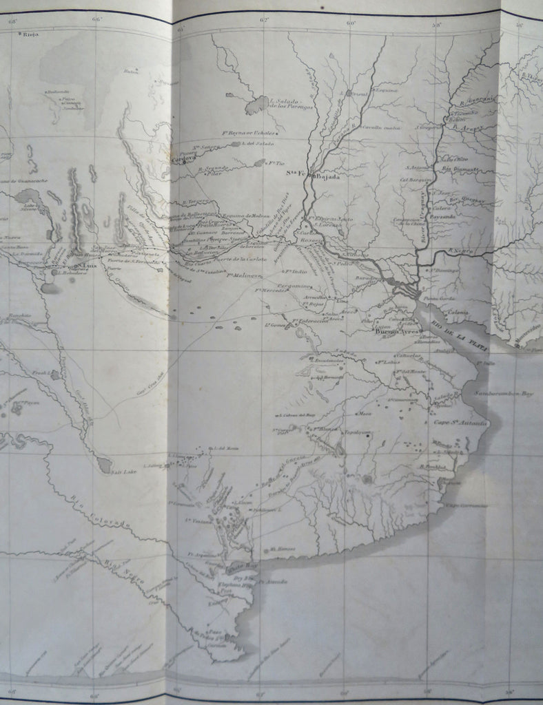 Argentine Republic Rio de la Plata Chile Andes Mountains 1855 Siebert map