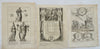 Roman Empire Numismatics Chariot Temple Plan Deities c. 1770's lot x 3 prints