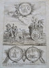 Roman Empire Numismatics Chariot Temple Plan Deities c. 1770's lot x 3 prints
