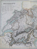Switzerland Basel Geneva Zurich Lucerne Berne c. 1850's Fullarton map