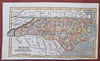 North Carolina state by itself 1853 scarce charming small hand colored map