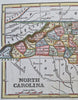 North Carolina state by itself 1853 scarce charming small hand colored map