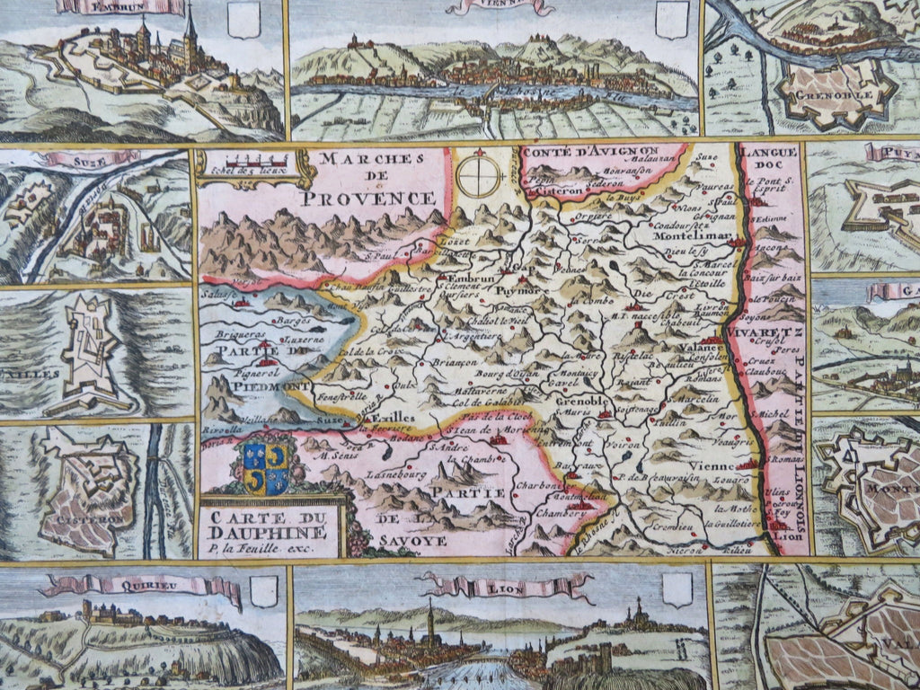 Duchy of Dauphine Kingdom France Provence Savoy Piedmont 1708 de la Feuille map