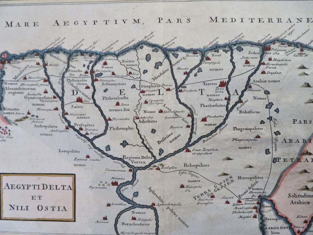 Nile Delta Egypt Memphis Pyramids 1768 W.H. Toms engraved historical map
