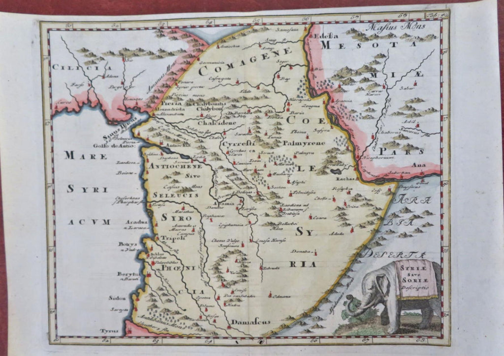 Syria Levant Tripoli Antioch Beirut Sidon Tyre 1697 Cluverius decorative map