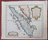 Sumatra Indonesia Padang Medan Binjai 1752 Bellin engraved hand color fine map