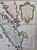 Sumatra Indonesia Padang Medan Binjai 1752 Bellin engraved hand color fine map