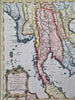 Southeast Asia Kingdom of Siam Thailand Cambodia 1752 Bellin fine hand color map