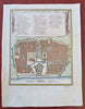 Puducherry Pondicheri French Colony Mughal India 1752 Hand color city plan