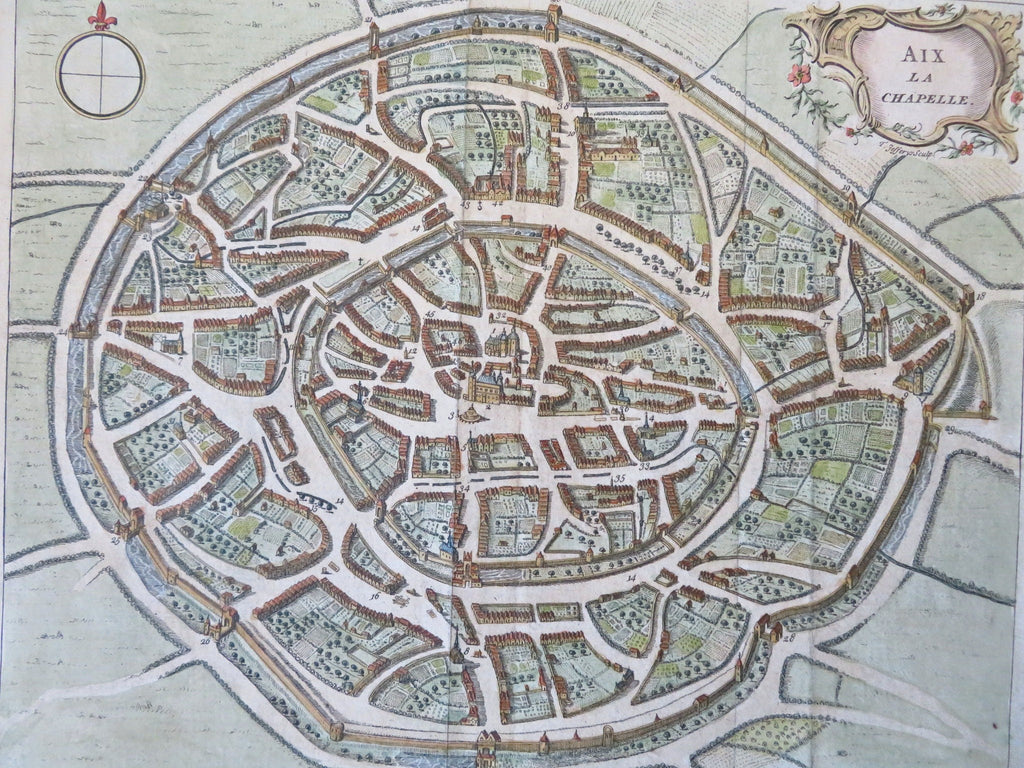 Aachen Aix Le Chapelle Germany Holy Roman Empire 1748 engraved city plan view