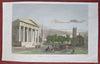 New Haven Connecticut Gothic Church Street Scene c. 1850 engraved print