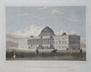US Capitol Building Washington DC Unfinished Dome 1834 Andrews hand color print