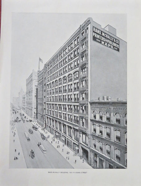 RandMcNally Building Chicago Trolley Street Scene c. 1890's architect