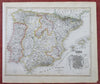 Spain & Portugal Madrid inset plan Lisbon Barcelona 1849 Radefeld engraved map