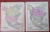 North America Antebellum United States Canada Mexico Alaska 1853 lot x 2 maps