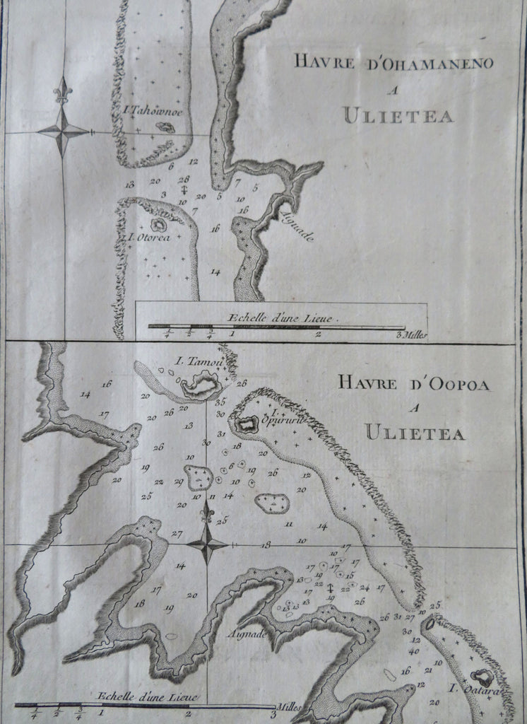 Raiatea Society Islands Harbor Views Coast Map 1774 engraved Exploration print