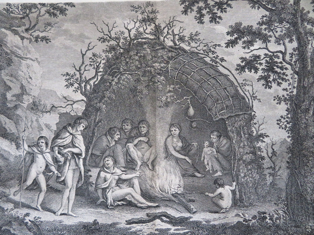 Tierra del Fuego Indigenous Family Ethnic View 1774 engraved Exploration print