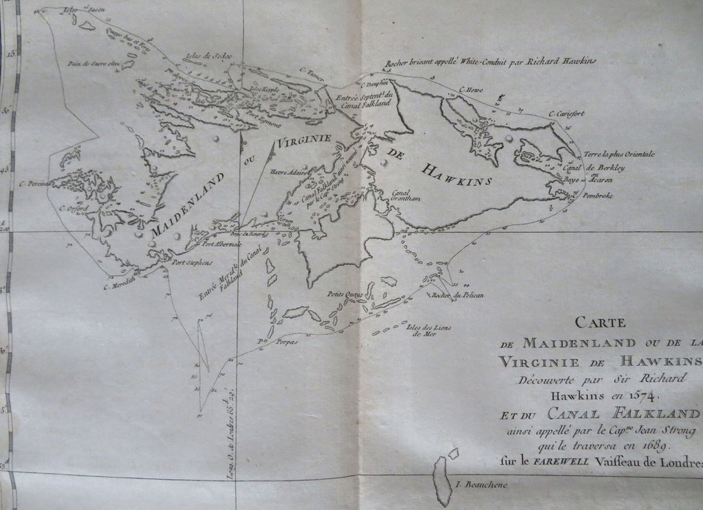 Falkland Islands South America Coastal Survey 1774 engraved Exploration print